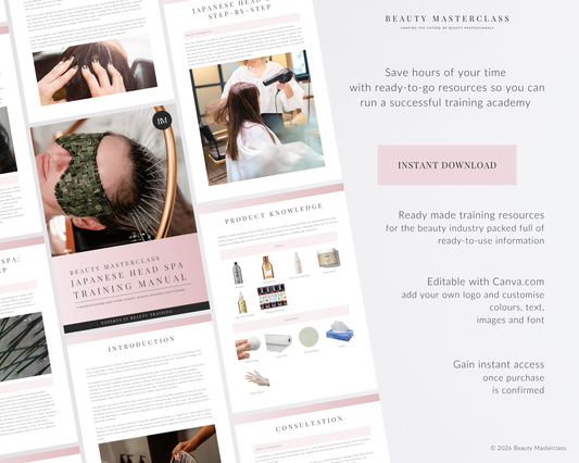 Japanese Head Spa Massage Hair Editable Training Manual