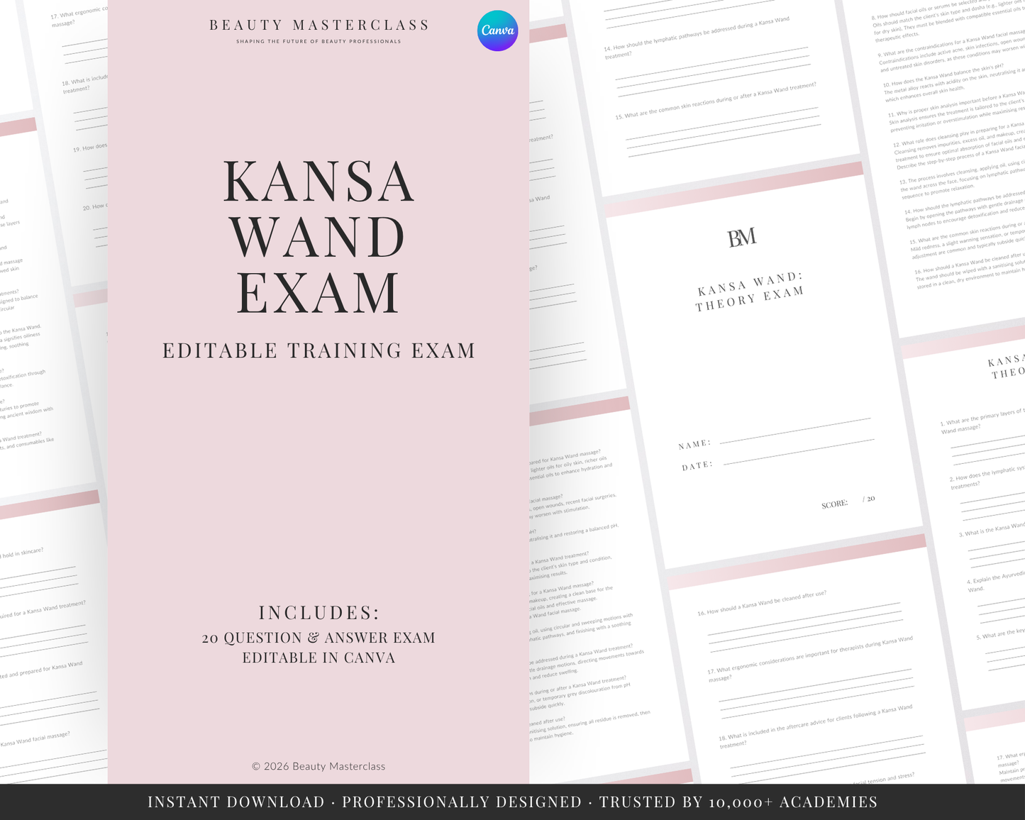 Kansa Wand Facial Massage Editable Theory Exam