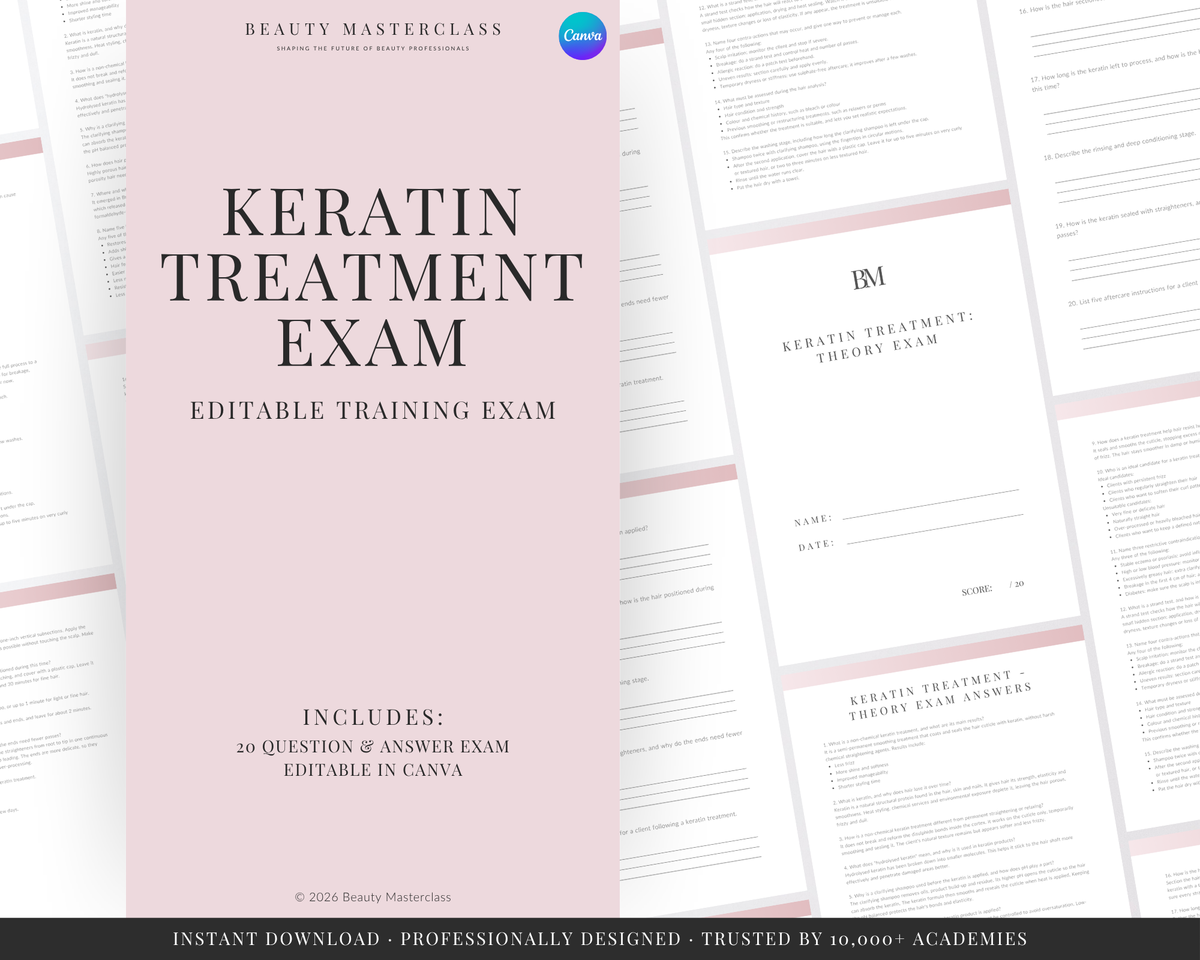 Keratin Hair Treatment Editable Theory Exam