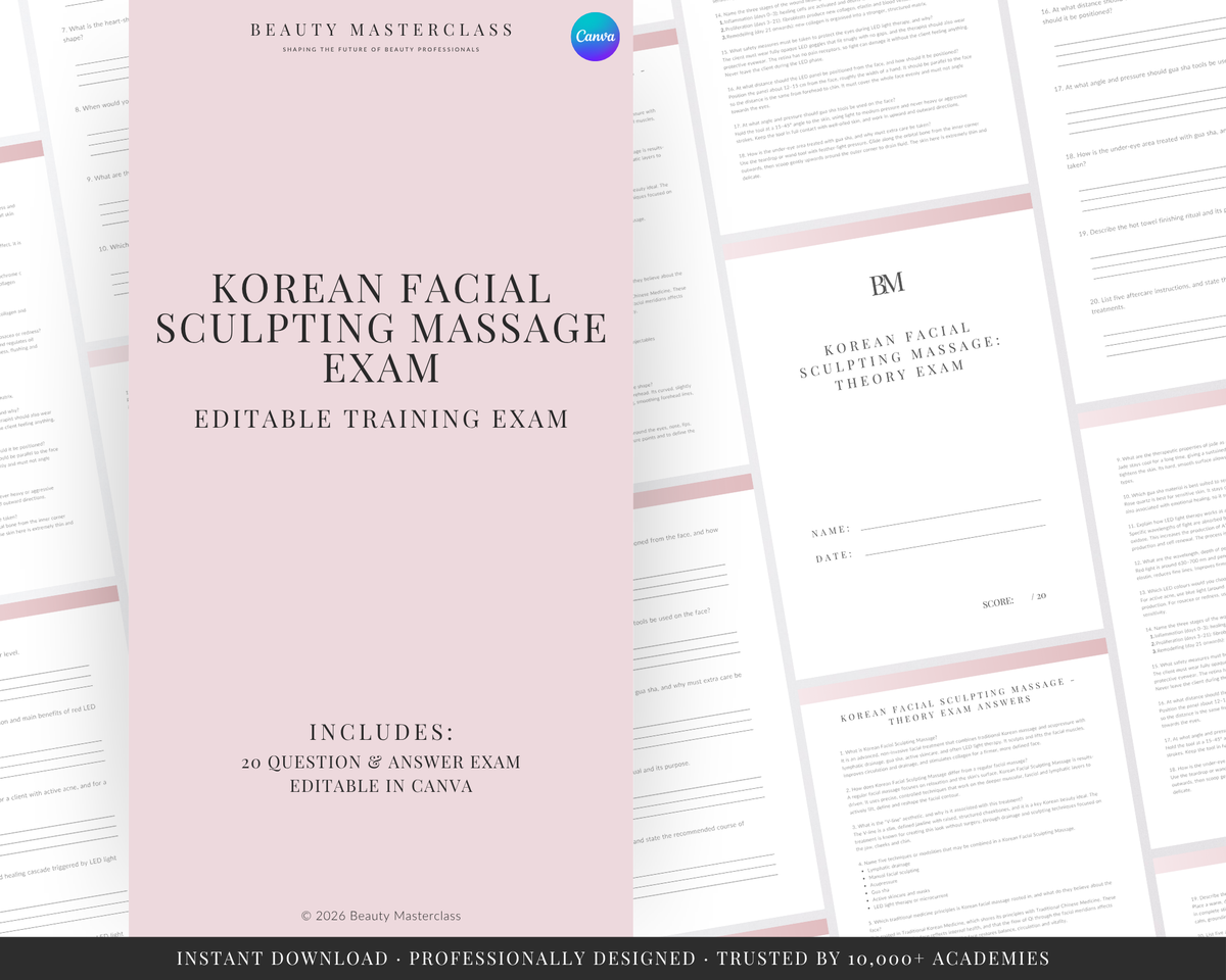 Korean Facial Sculpting Massage Editable Theory Exam