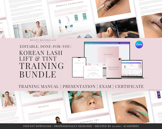 Korean Lash Lift and Tint Editable Training Bundle
