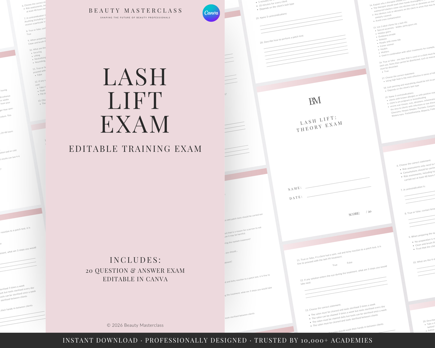 Eyelash Lift and Tint Editable Theory Exam