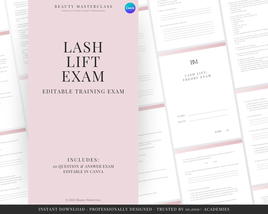 Eyelash Lift and Tint Editable Theory Exam