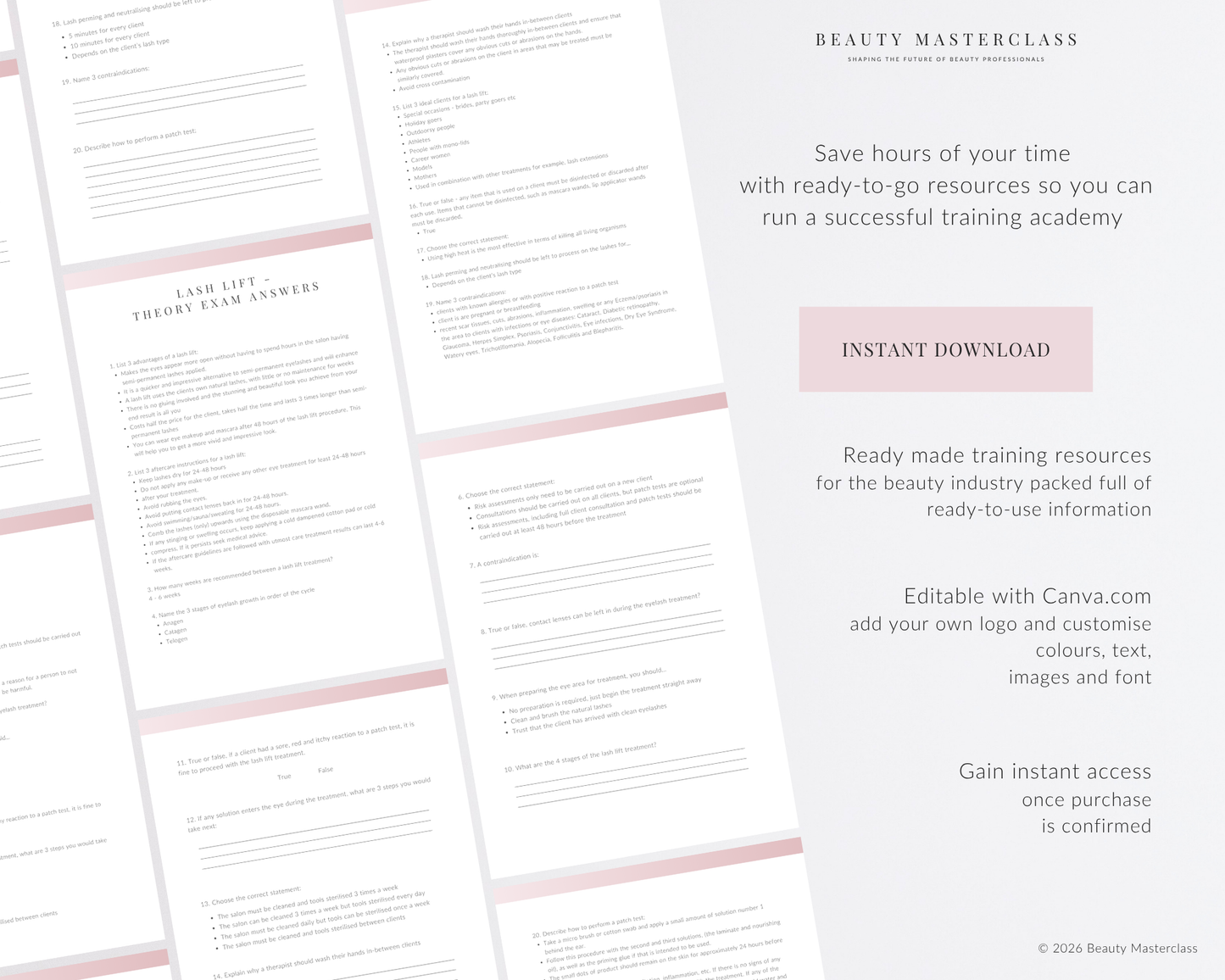 Eyelash Lift and Tint Editable Theory Exam