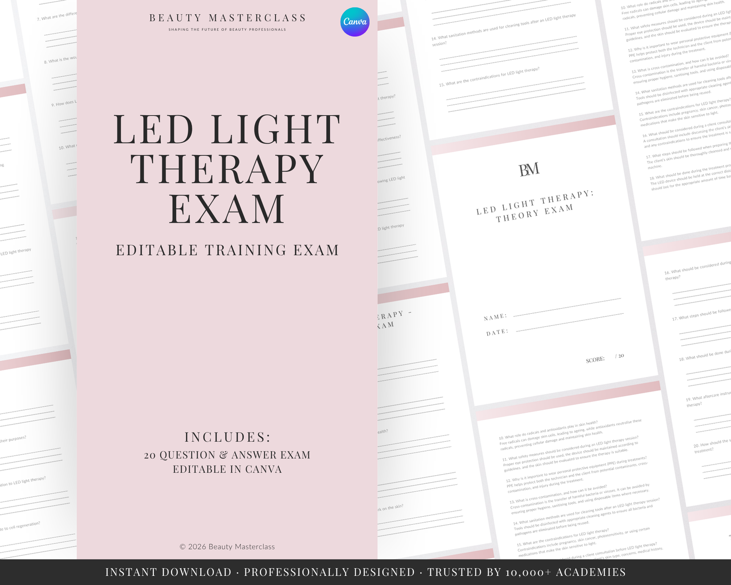 LED Light Therapy Facial Editable Theory Exam