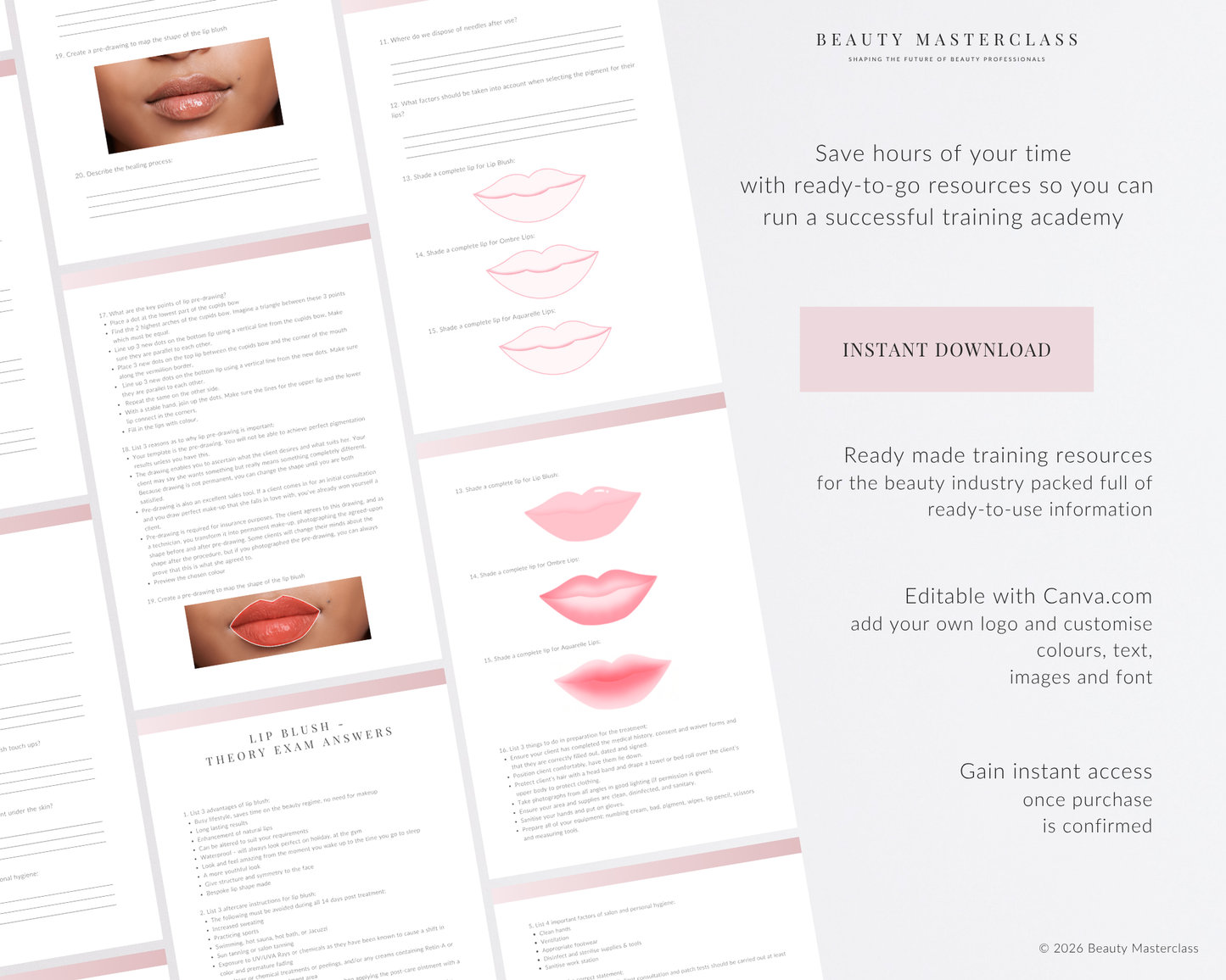 Lip Blush SPMU Editable Theory Exam