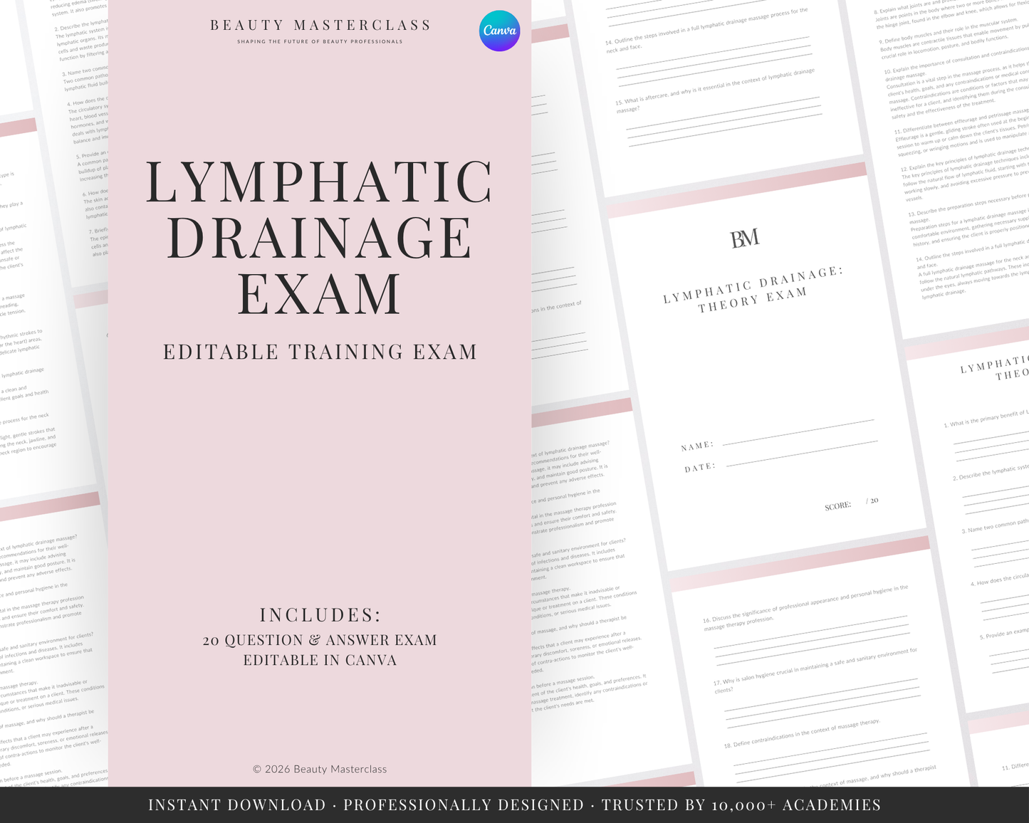 Lymphatic Drainage Massage and Body Contouring Editable Theory Exam