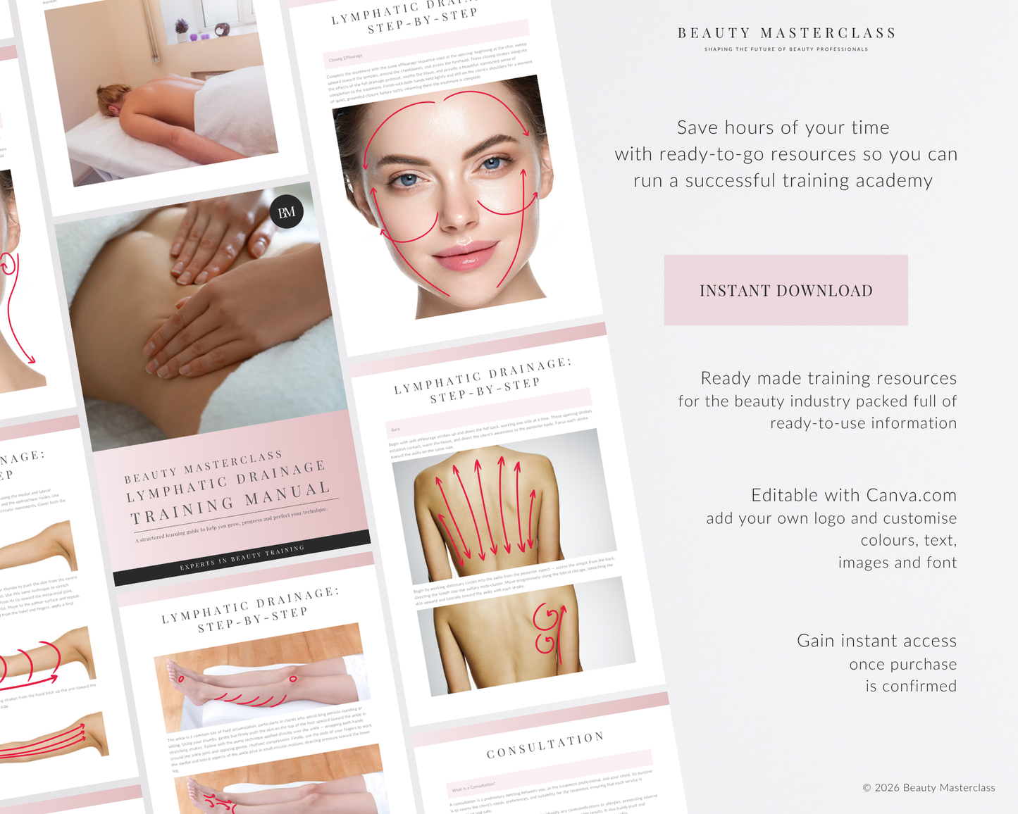 Lymphatic Drainage Massage Editable Training Manual for Body Contouring Therapy