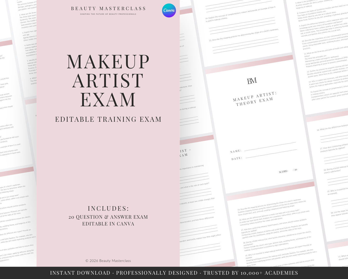 Makeup Artist Editable Theory Exam