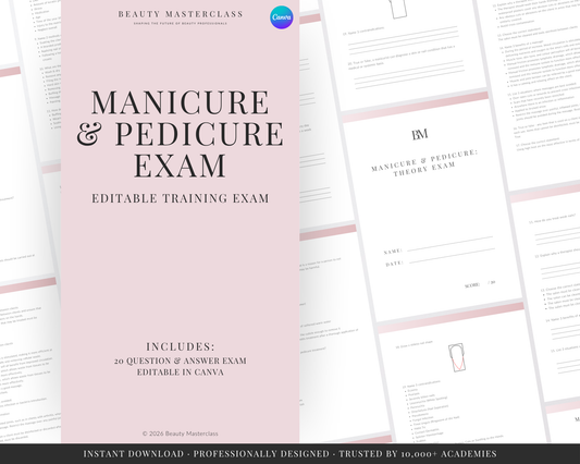 Manicure & Pedicure Nail Editable Theory Exam