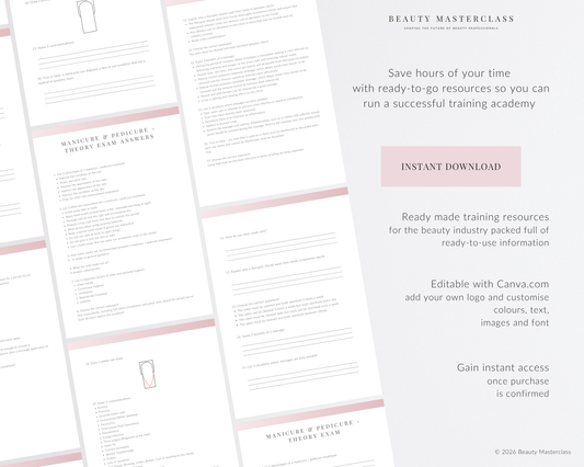 Manicure & Pedicure Nail Editable Theory Exam