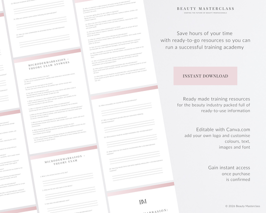Microdermabrasion Facial Editable Theory Exam