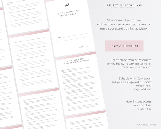 Microneedling Facial Editable Theory Exam