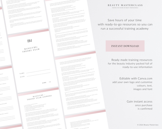 Manicure Nail Editable Theory Exam
