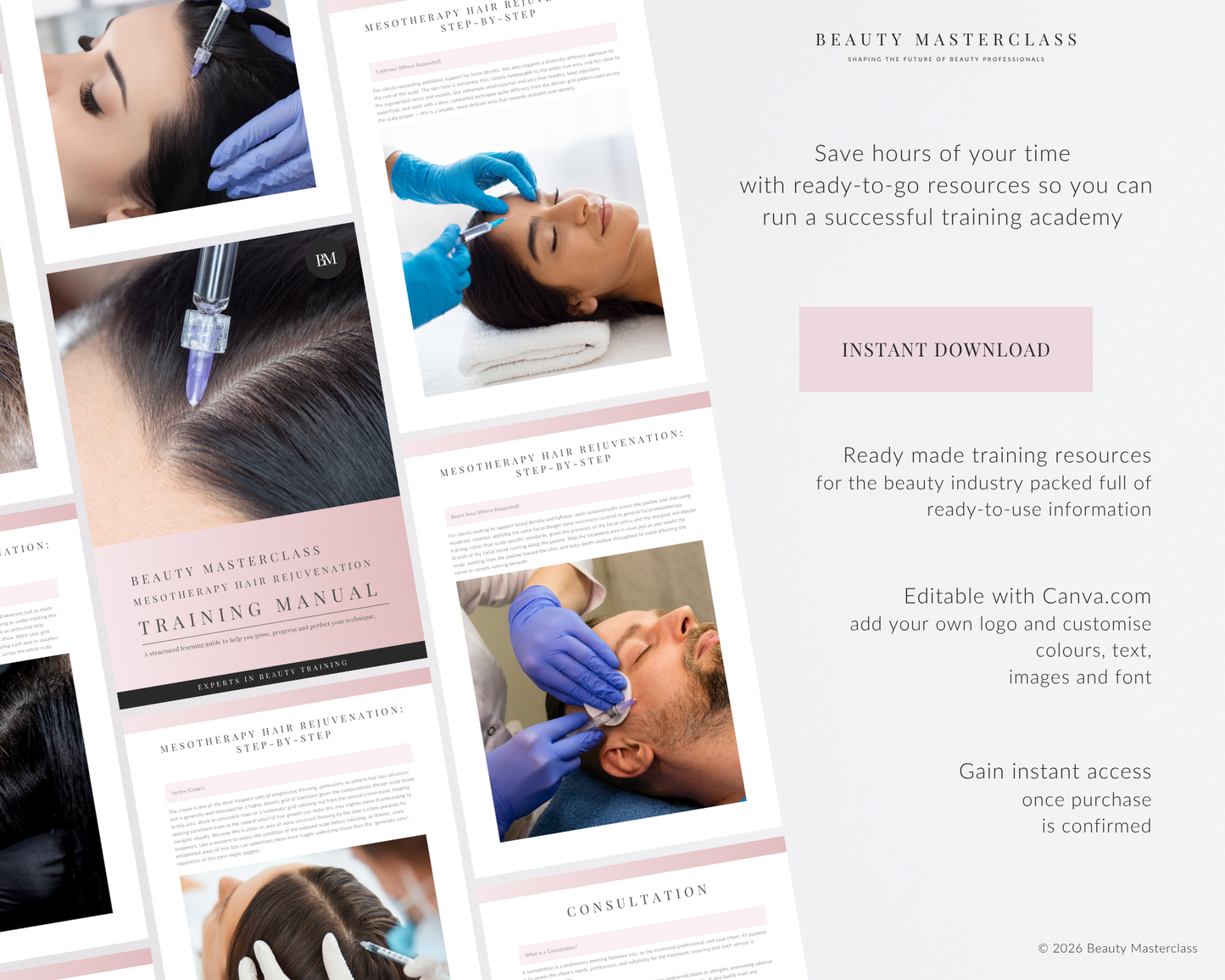 Mesotherapy Hair Rejuvenation Aesthetic Editable Training Manual