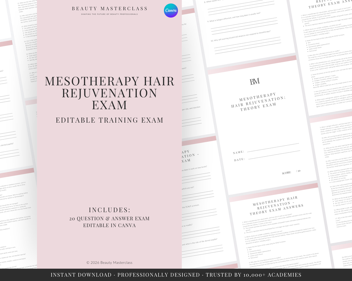 Mesotherapy Hair Rejuvenation Aesthetic Editable Theory Exam