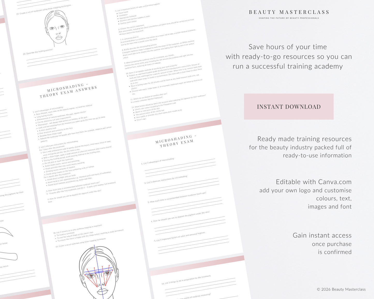 Microshading Ombre and Powder Brow SPMU Editable Theory Exam