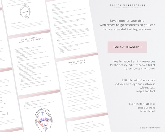 Microshading Ombre and Powder Brow SPMU Editable Theory Exam