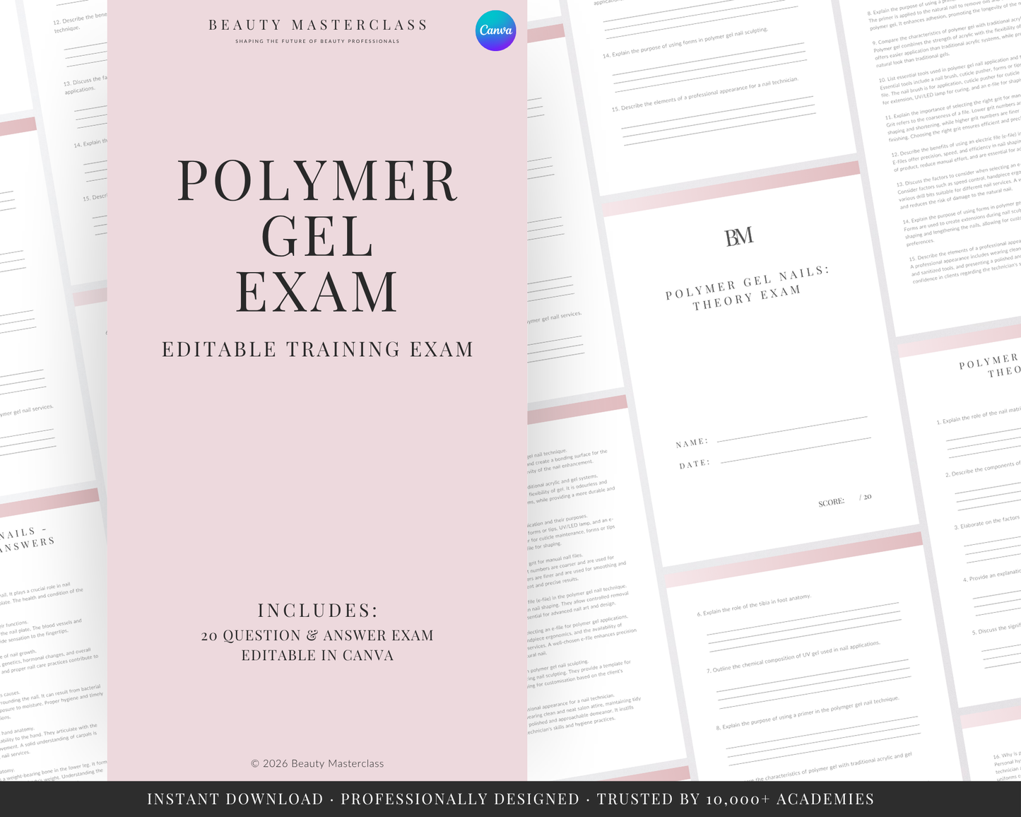 Polymer Gel Nails Editable Theory Exam