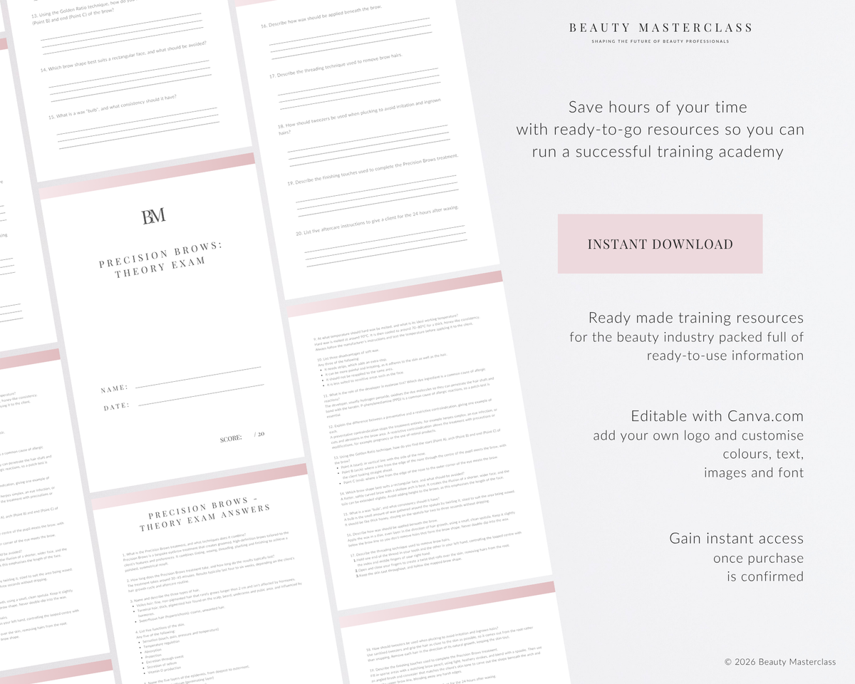 Precision Brows Editable Theory Exam
