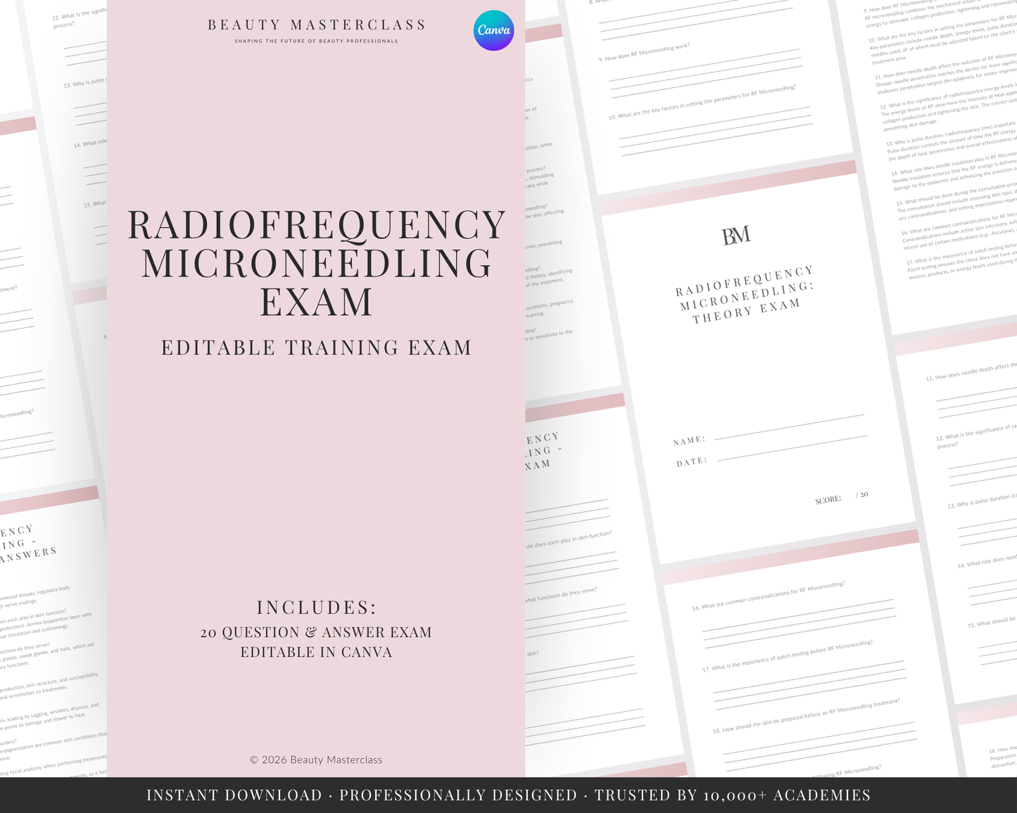 RF Microneedling Facial Editable Theory Exam