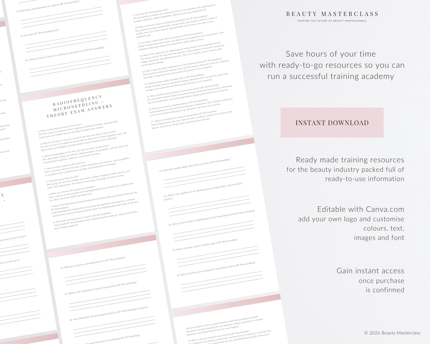 RF Microneedling Facial Editable Theory Exam