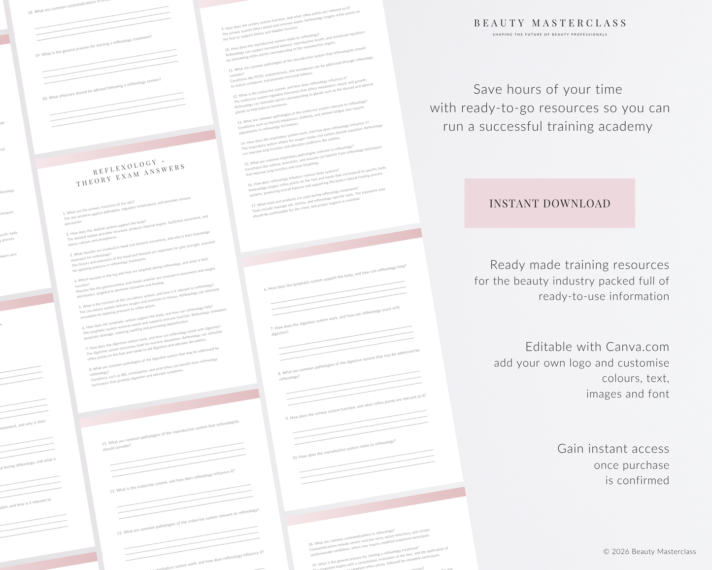 Reflexology Massage Editable Theory Exam