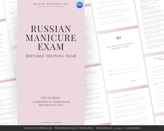 Russian Manicure Nail Editable Theory Exam
