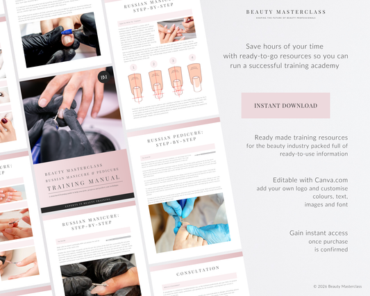 Russian Manicure & Pedicure Nail Editable Training Manual