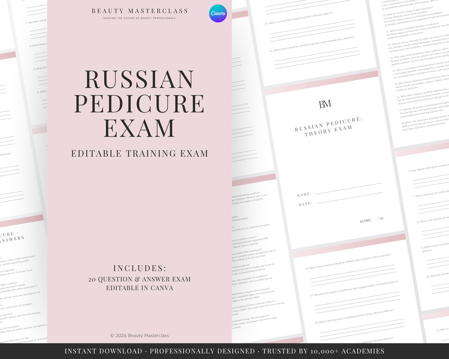 Russian Pedicure Nail Editable Theory Exam