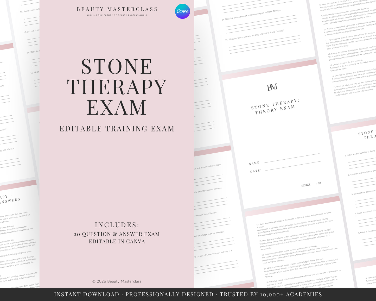 Stone Therapy Massage Editable Theory Exam