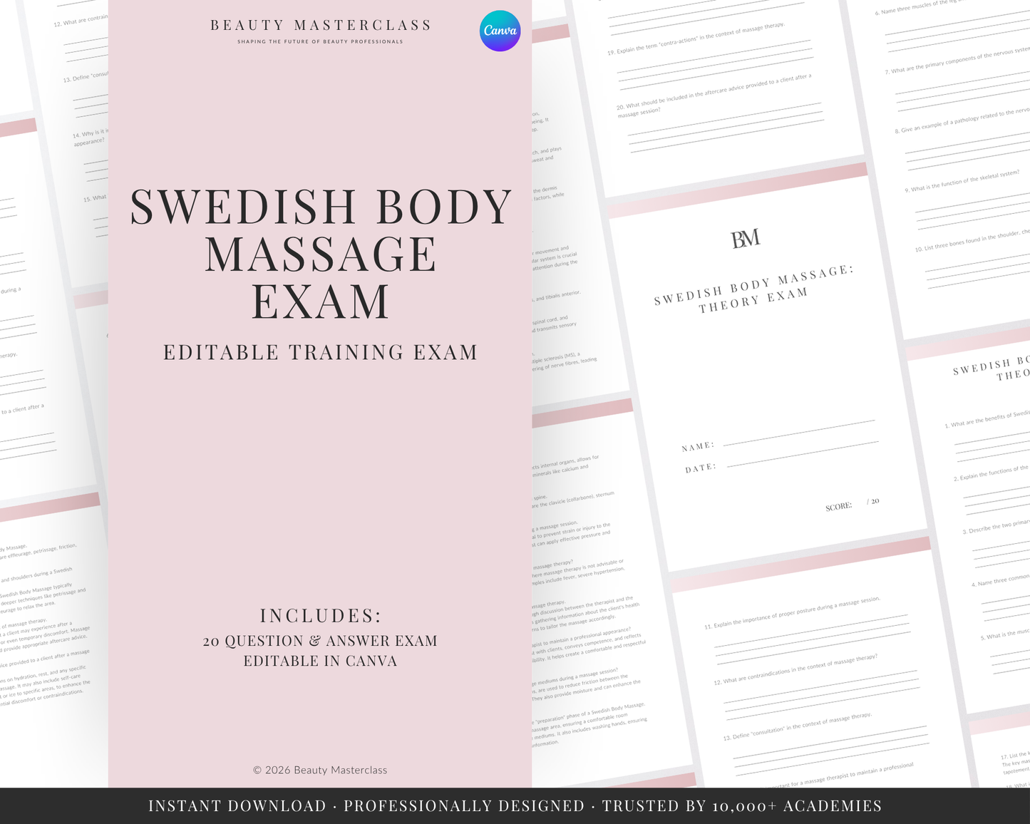 Swedish Body Massage Editable Theory Exam