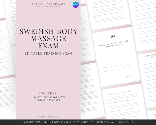 Swedish Body Massage Editable Theory Exam