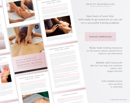 Swedish Body Massage Editable Training Manual