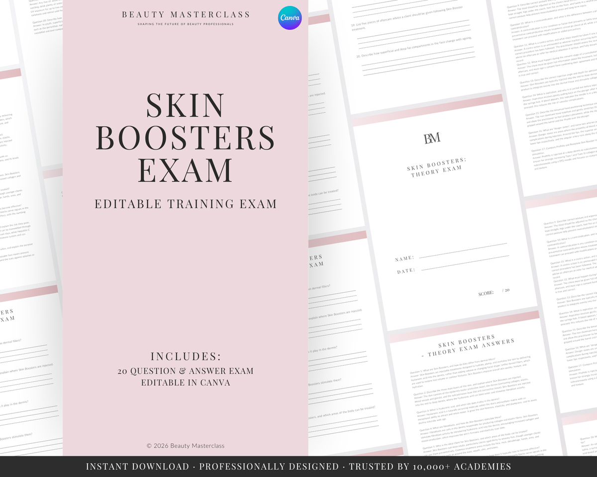 Skin Boosters Aesthetic Editable Theory Exam