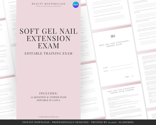 Soft Gel Nail Extension Editable Theory Exam