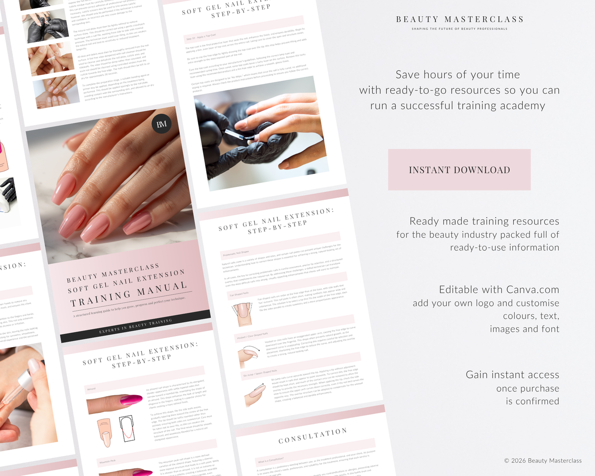 Soft Gel Nail Extensions Editable Training Manual
