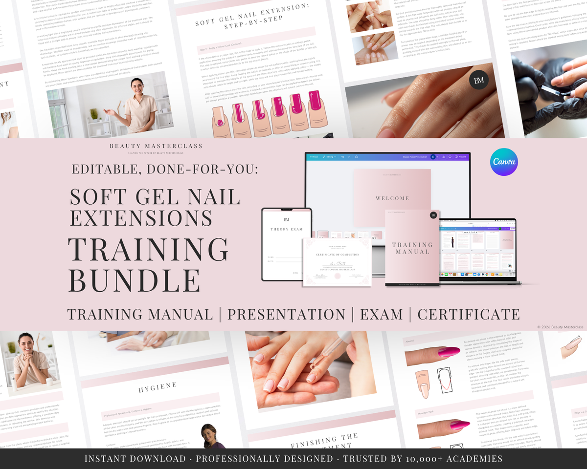 Soft Gel Nail Extensions Editable Training Bundle