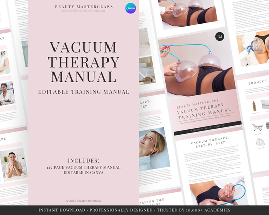 Vacuum Therapy Buttock, Breast Lift and Lymphatic Drainage Editable Training Manual for Body Contouring Therapy
