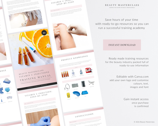 Vitamin C Injections (IM Intramuscular) Aesthetic Editable Training Manual