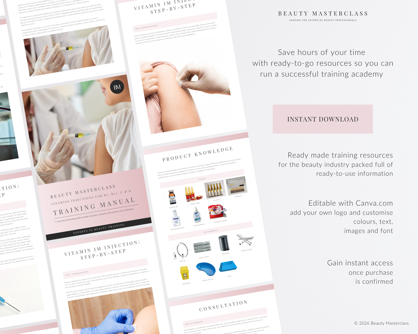 Vitamin Injections for B7, B12, C and D Aesthetic Editable Training Manual