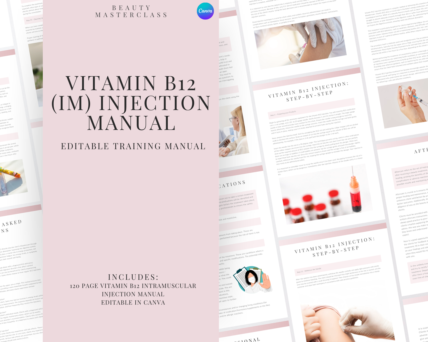 Vitamin B12 Injections (IM Intramuscular) Aesthetic Editable Training Manual