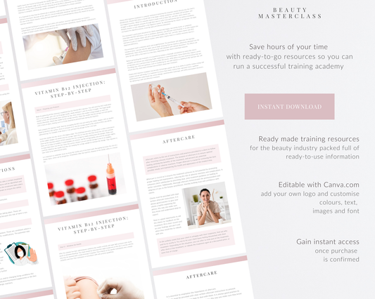 Vitamin B12 Injections (IM Intramuscular) Aesthetic Editable Training Manual