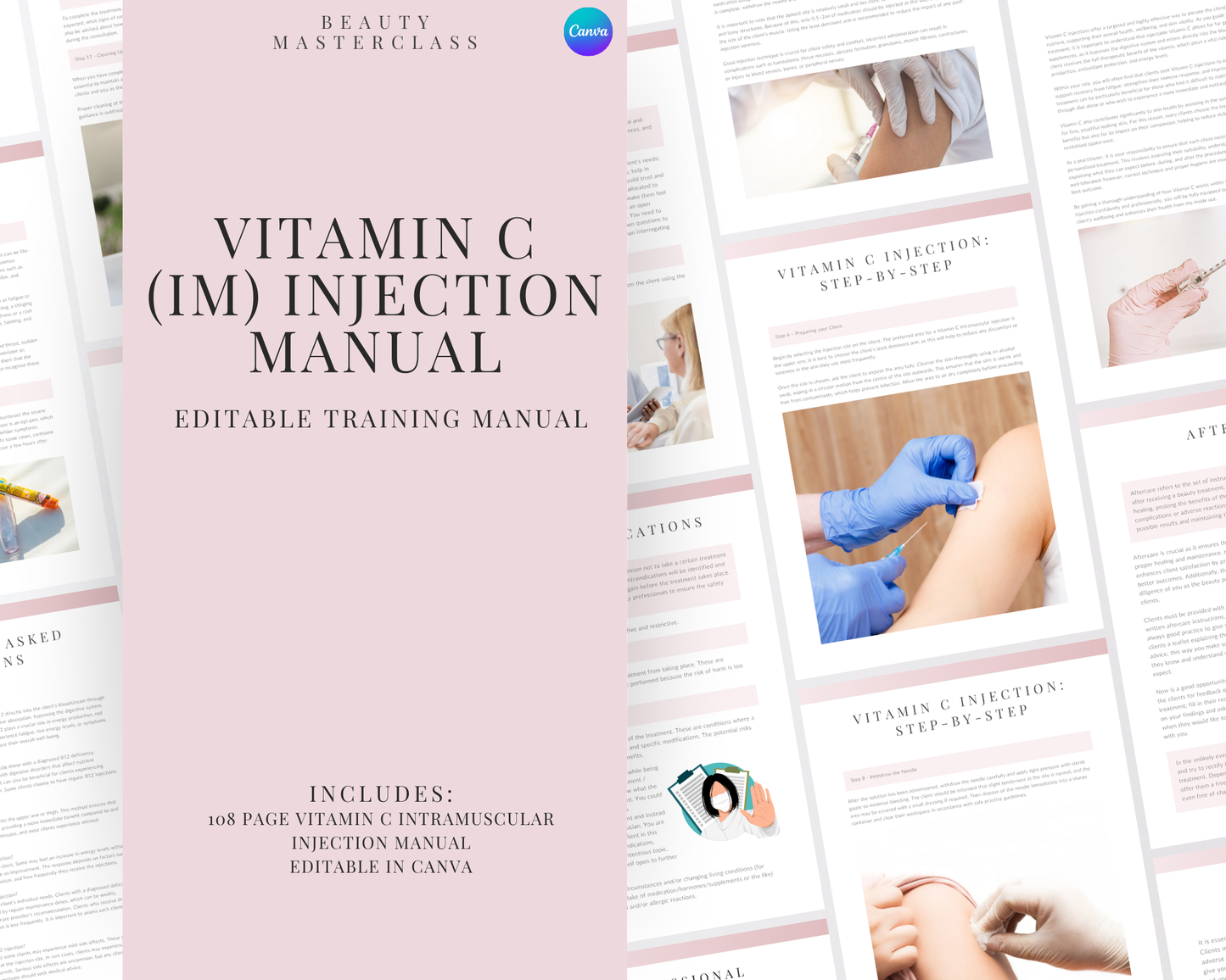 Vitamin C Injections (IM Intramuscular) Aesthetic Editable Training Manual