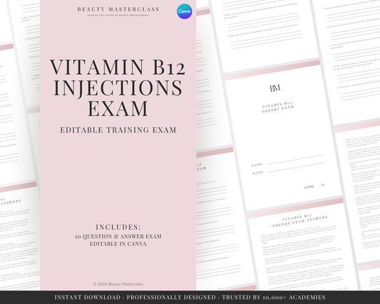 Vitamin B12 Injections Aesthetic Editable Theory Exam