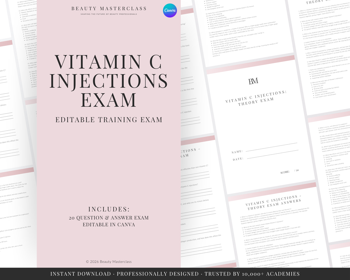Vitamin C Injections Aesthetic Editable Theory Exam