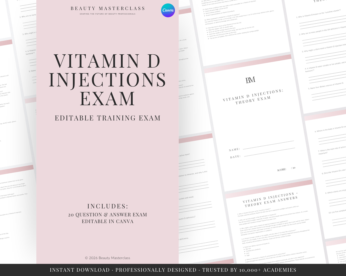 Vitamin D Injections Aesthetic Editable Theory Exam