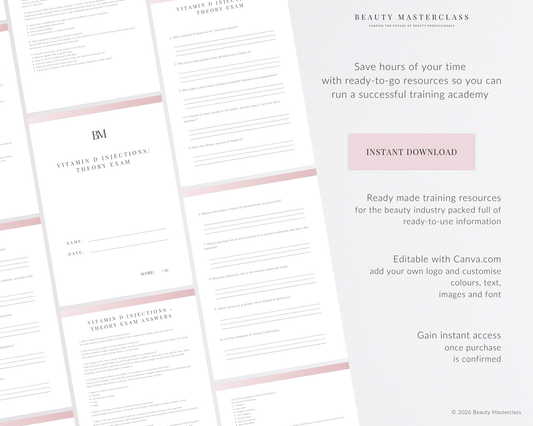 Vitamin D Injections Aesthetic Editable Theory Exam