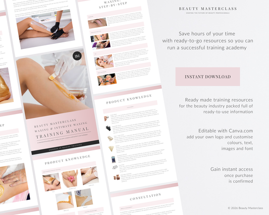 Waxing and Intimate Waxing Editable Training Manual