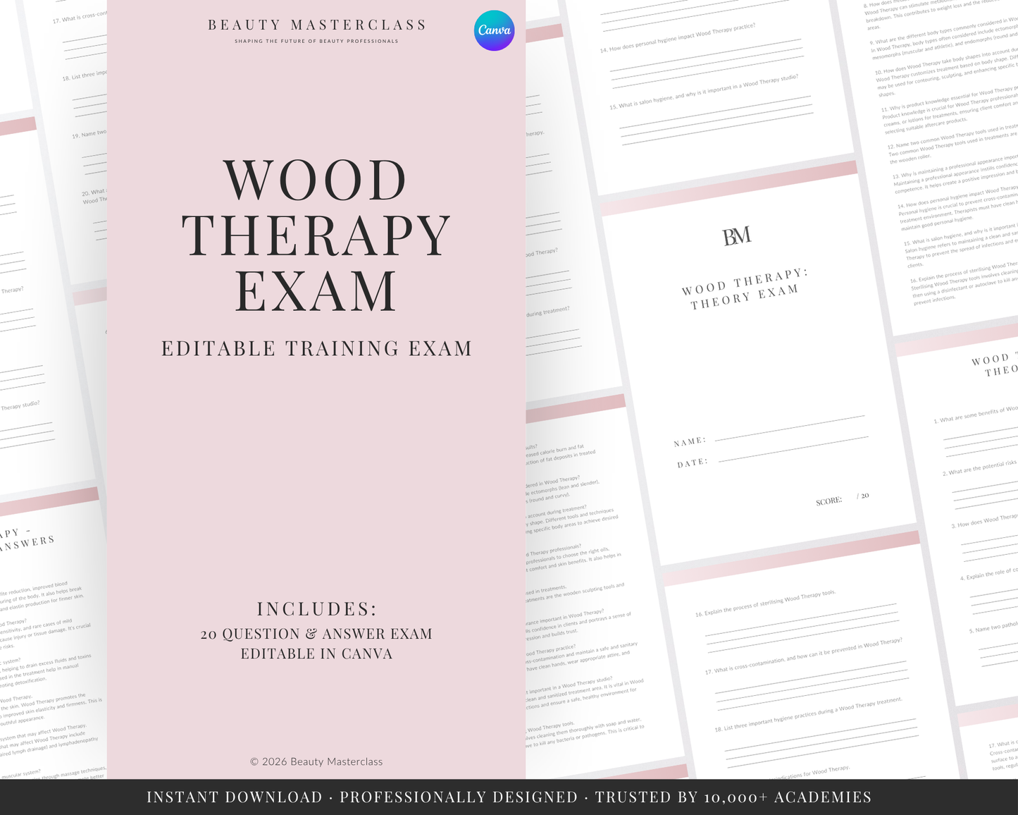 Wood Therapy Body Contouring Editable Theory Exam